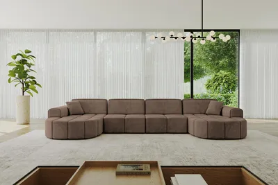 Produktbild von ALTDECOR Ecksofa in U-Form Livo-U2 - 400x173x79,5 cm Braun - Corner Sofa Bett Eckcouch Couch L-Form Wohnlandschaft Cauchsofa