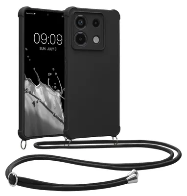 Produktbild von kwmobile Necklace Case kompatibel mit Xiaomi Redmi Note 13 Pro 5G / Poco X6 5G Hülle - Cover mit Kordel zum Umhängen - Silikon Schutzhülle Schwarz