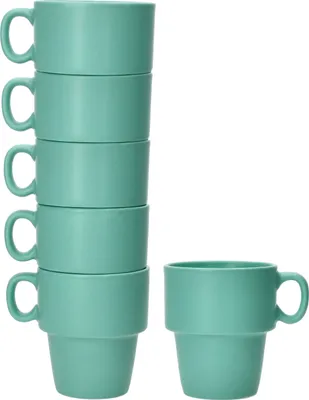 Produktbild von Stata 6x Kaffeebecher 250ml mint Tee-Tasse Henkel Porzellan stapelbar Cup Mug
