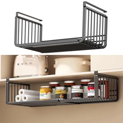 Ausziehbarer Unterkorb aus Metall, schwarz, 36-60 cm, für Küche & Bad