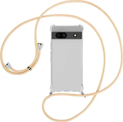 Produktbild von Handykette Backcover-Schutzhülle mit Band (Metall silberfarben) für Google Pixel 7a - Goldkordel