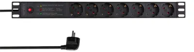 Produktbild von LogiLink PDU7C02, 1U, Senkrecht, Aluminium, Schwarz, 7 AC-Ausgänge, Typ F