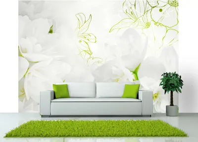 Produktbild von Vlies Fototapete 400x280 cm Tapeten Wandtapete XXL Blumen weiß grün rose blau b-A-0022-a-b