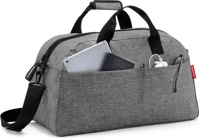 Produktbild von reisenthel Reisetasche Twist Silver, Canvas Polyester, 60 x 34 x 26 cm, Trolleyhalterung, XXL-Reißverschluss, verstellbarer Tragegurt, wasserabweisend, viele Fächer, faltbarer Boden