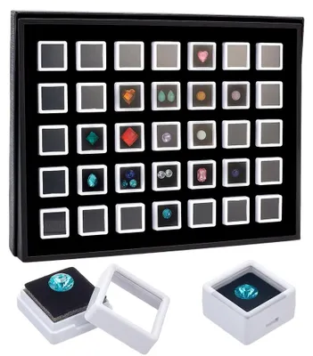 Image de Elzusha - Boîte de rangement pour pierres précieuses, contenant 35 pièces, de couleur noire