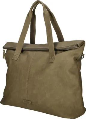Produktbild von XL großer Damen Shopper Umhängetasche Tasche Leder Optik Schultertasche Büro Arbeit Olive