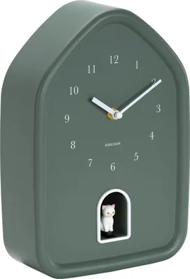 Productafbeelding van Karlsson - Wandklok Modern Katje - Groen - 29,1 x 20 x 29,1 cm