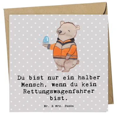 Produktbild von Mr. & Mrs. Panda Grußkarte Rettungswagenfahrer Herz - Grau Pastell - Geschenk, faltkarte, Klappkarte, Glückwunschkarte, anlasskarte, doppelkarte