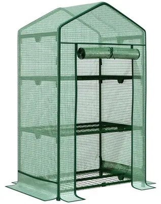 Obrázek produktu pro Mini skleník se 3 úrovněmi a posuvnými dveřmi | Barva: Zelená | Rozměry: 49 x 69 x 125 cm