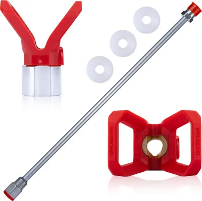 Produktbild von Rosfix Set Spritzpistolenverlangerung 100 cm mit 4 Dichtungen & Edelstahldusenschutz – 7/8" Gewinde, 290 bar | Airless Lackierzubehor