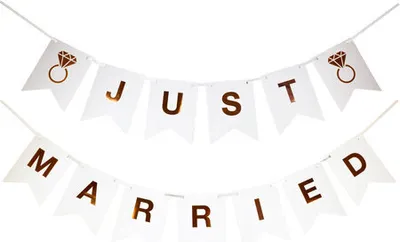 Produktbild von 6x Wimpelkette Banner Hochzeit 'Just married' ca. 1,2m