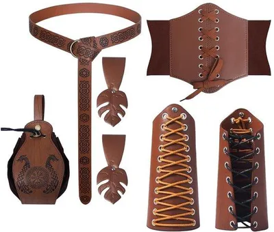 Image de Ensemble d'accessoires médiévaux pour femme - 5 pièces - pour Halloween et le carnaval