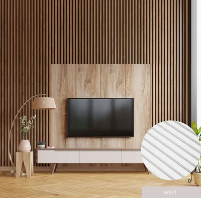 Produktbild von PROVISTON | Akustik 3D Wandpaneele | Set | 12 x 120 x 2700 mm pro Paneel | Weiß grundiert | Modern | Hochwertig | Robust | Langlebig | 7 Stück
