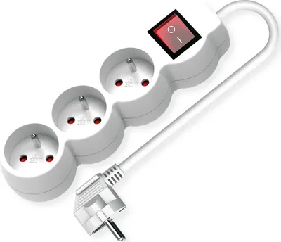 Produktbild von VALUE 3-fach Steckdosenleiste UTE mit Schalter, runde Dosen, weiß, 1,5 m