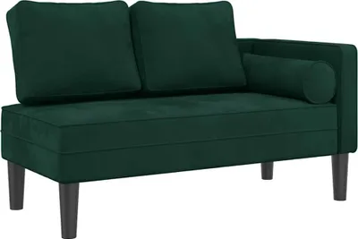 Produktbild von vidaXL Chaiselongue mit Kissen Dunkelgrün Samt