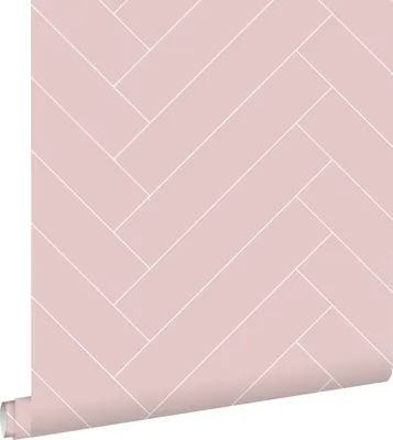 Produktbild von ESTAhome Tapete Fischgrätmuster Altrosa und Weiß 53 cm x 10.05 m