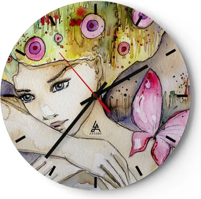 Produktbild von Wanduhr - Rund - Glasuhr - Frau modern - 40x40cm - Schleichendes Uhrwerk - Lautlos - zum Aufhängen bereit - Dekoration Modern - Wanddekoration aus Glas - C3AR40x40-3554