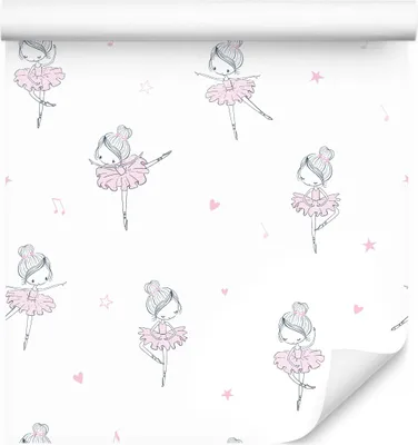 Obrázek produktu pro 10m VLIES TAPETE Roll Dětský pokoj Ballerinas Dancing Hearts Stars XXL