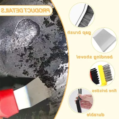 Set aus 6 Reinigungszubehör: 3 Kochfeldbürsten, 2 Spatel und 1 Fugenbürste für Bad, Küche und Fliesen