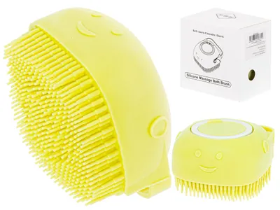 Image de Brosse en silicone pour laver les chiens et les chats, jaune