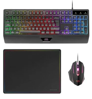 Produktbild von Mars Gaming MCP124, Kabelgebunden, USB, Membran Key Switch, AZERTY, RGB-LED, Schwarz