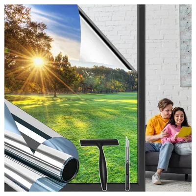 Produktbild von Fensterfolie – Spiegelfolie mit Hitzeschutz und UV-Schutz – Sichtschutzfolie für Fenster – 44,5 x 200 cm