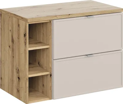Zdjęcie produktu dla Nowoczesny Zestaw Mebli Łazienkowych 80 Cm Z Blatem I Półkami