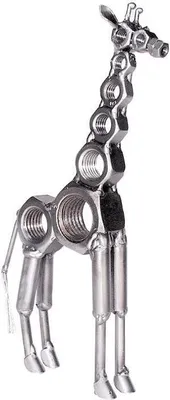Zdjęcie produktu dla Metalowa figurka żyrafy – ręcznie wykonana dekoracja ze stali i miedzi