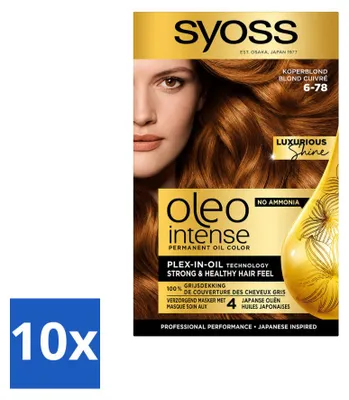 Productafbeelding van 10 x SYOSS Oleo Intense 6-78 Permanente Haarkleuring Koperblond - Voordeelverpakking - 10 stuks