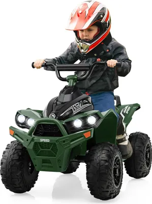 Produktbild von DREAMADE Kinder Elektro-ATV, batteriebetriebenes Fahrzeug mit 12V, LED-Lichtern, 2 Geschwindigkeiten, Hupe, Musik, breitem Sitz, ab 3 Jahren, Grün