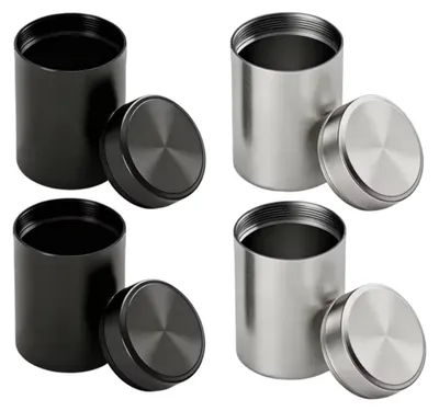 4 Alu-Aufbewahrungsdosen 60 ml, schwarz/silber, luftdicht