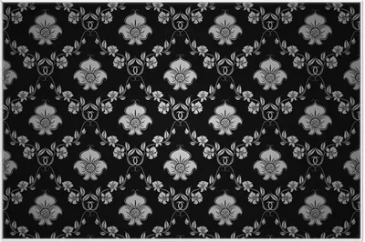 Produktbild von Wallario Wandbild Grau-schwarzes Blumenmuster Damast, Größe: 61 x 91,50 cm, Poster mit weißem Aluminiumrahmen