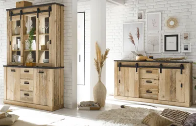 Produktbild von Wohn- und Esszimmer Set "Stove" 2-teilig in Used Wood mit Buffetschrank und Sideboard