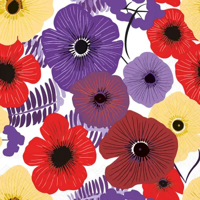 Produktbild von Servietten 33x33 cm - Colourful flowers lila