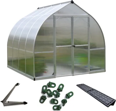 Zdjęcie produktu dla Palram - Canopia szklarnia aluminiowa Bella 88 zestaw ekonomiczny srebrny 240x239x219 cm