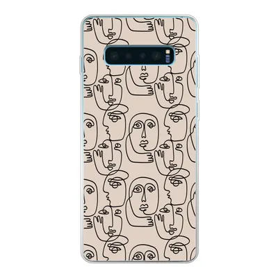 Produktbild von MuchoWow® Handyhülle Schutzhülle Hülle für Samsung Galaxy S10 Plus Muster - Kopf - Strichzeichnung Silikon Softcase Handy Hülle - Schutzhülle