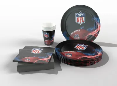 Produktbild von NFL Tischdeko Einmalgeschirr-Set 6 Teller 6 Becher 20 Servietten für Motto-Party