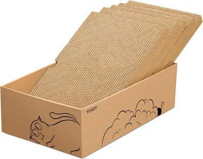 Produktbild von Großes XXL-Doppelkarton für Katzen, 5 Krabplanken, Kartonbox, hochwertig, recycelbar