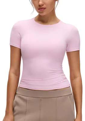 Produktbild von CRZ YOGA Softembrace High Neck T-Shirt Rosa Pfingstrose 44