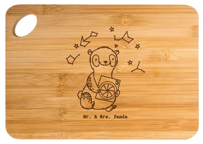 Produktbild von Mr. & Mrs. Panda Holzbrett Panda Astrologie - Transparent - Geschenk, holzschneidebrett, Brett, Frühstücksbrett, Frühstücksbrettchen, Sternbilder, Horoskop, Schneidebrett