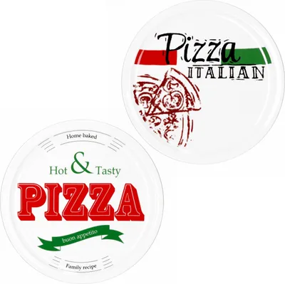 Produktbild von 2er Set Pizzateller Pizza Italian & Hot and Tasty Ø 30cm weiß Pizza XL-Teller