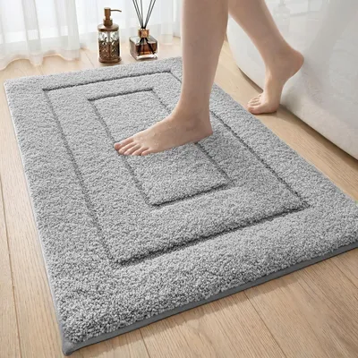 Produktbild von Badematte rutschfest Mikrofaser Hellgrau 50 x 80 cm