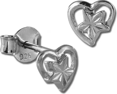 Imagen del producto de Pequeños pendientes de botón para niños, plata de ley 925, pendientes de corazón plateados, modelo SDO405