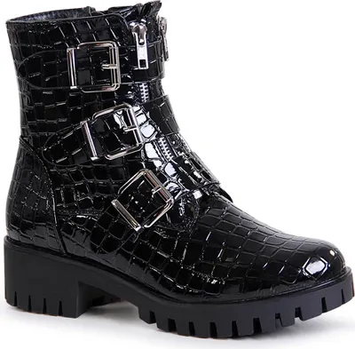 Produktbild von topschuhe24 1660 Damen Plateau Stiefeletten Schnallen, Farbe:Snake Black, Größe:39 EU