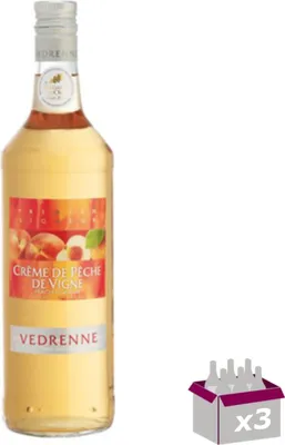 Produktbild von Lot de 3 Vedrenne - Crème de pêche de vigne 15° - 1L