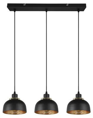 Immagine prodotto di Lampadario PUNCH nero e oro, 3xE27x40W, metallo, dimensioni: 150x68x18 cm, IP20, RL