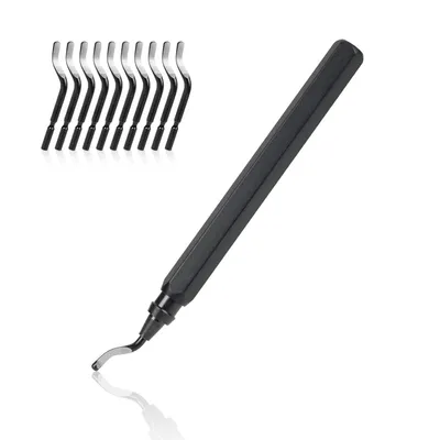 Produktbild von Entgratwerkzeug Entgrater Werkzeug Universal, Metallgriff Handentgrater mit 10 Stück Ersatzklingen, 360° Rotierender Klinge Schneidwerkzeug
