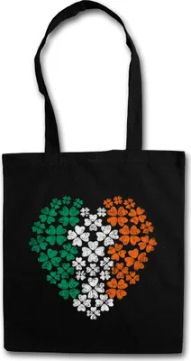 Produktbild von Urban Backwoods Irish Cloverleaf Heart, Stofftasche, Farbe: Schwarz