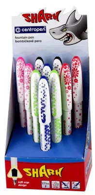 Obrázek produktu pro Centropen pero bombičkové 2166 Shark trojhranný grip (pro praváky i leváky)