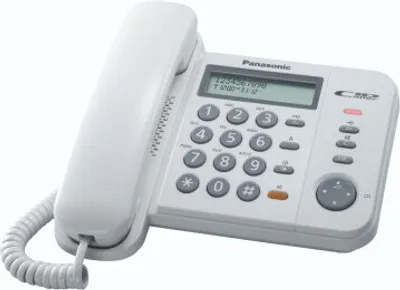 Image de Panasonic KX-TS580EX1 Téléphone fixe blanc avec écran LCD et identification de l'appelant